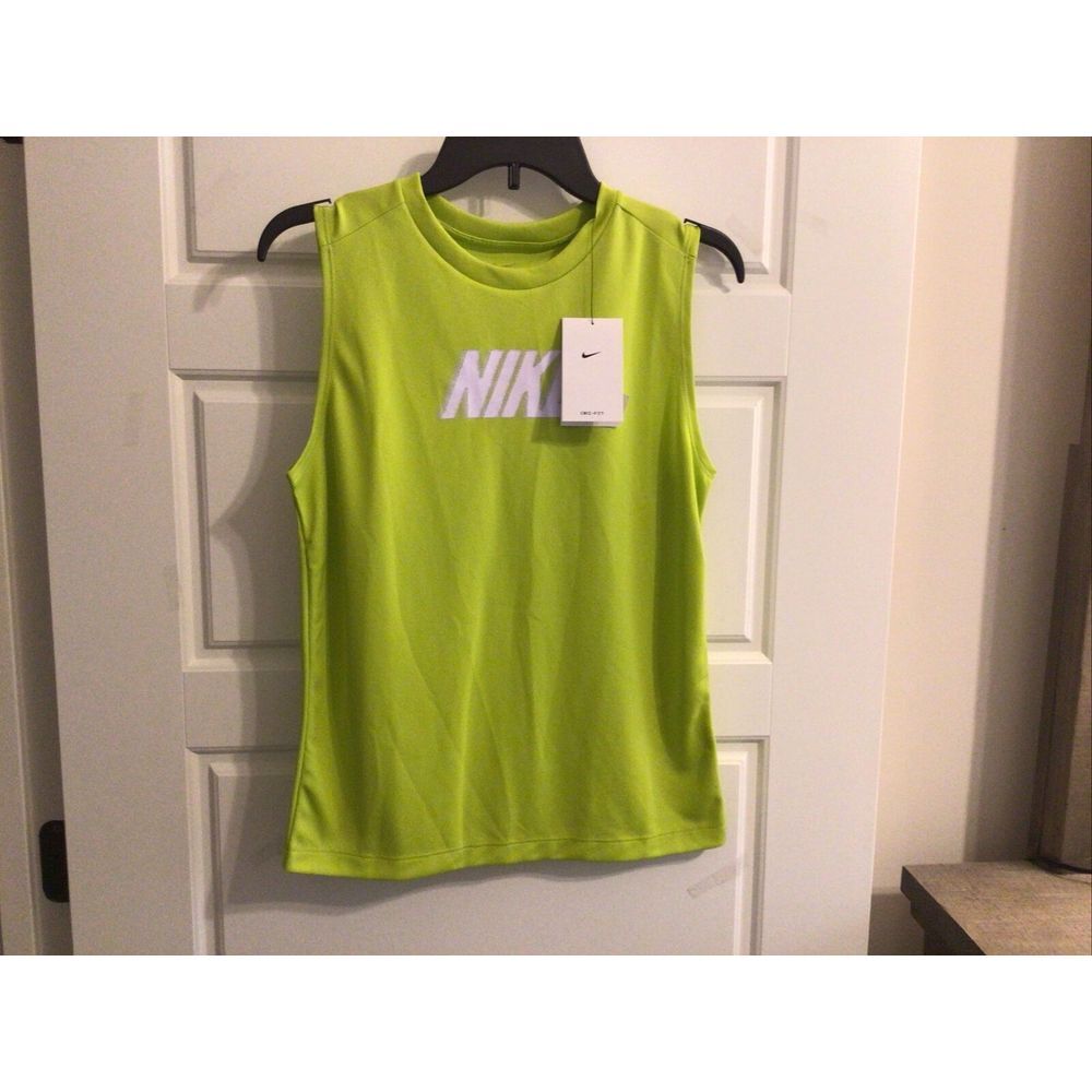 NWT Nike‎ Boys' Dri-FIT Sleeveless Training Tank Top Size L Lime Green FB1281